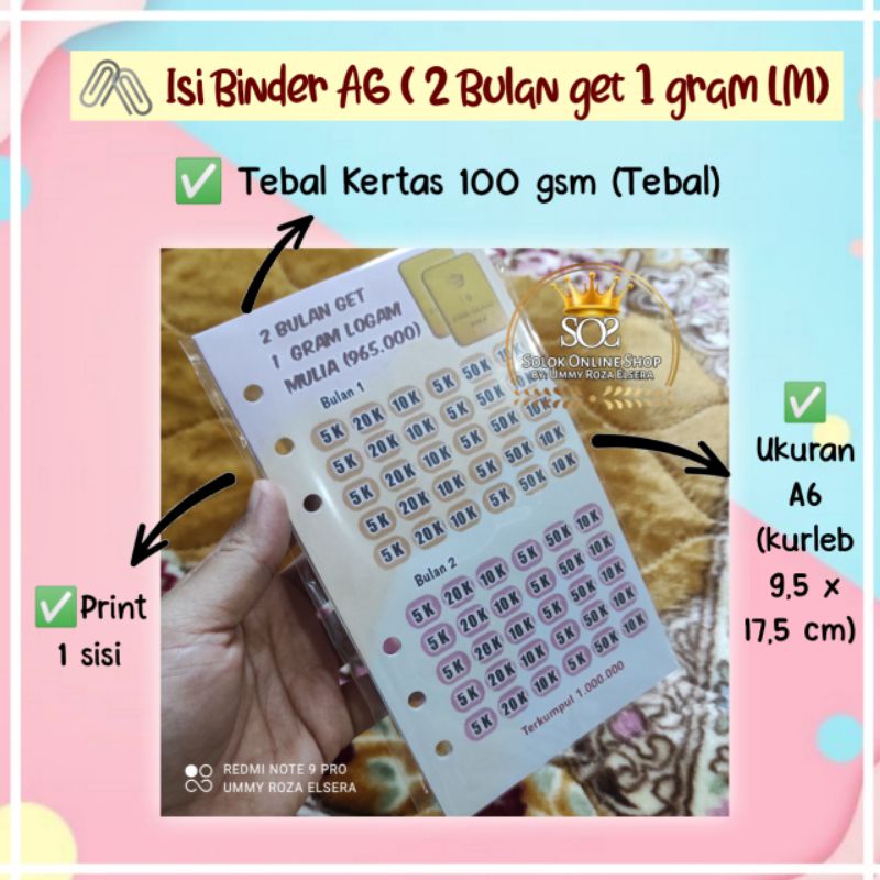 

2 Bulan Get 1 g LM | Kertas Binder A6