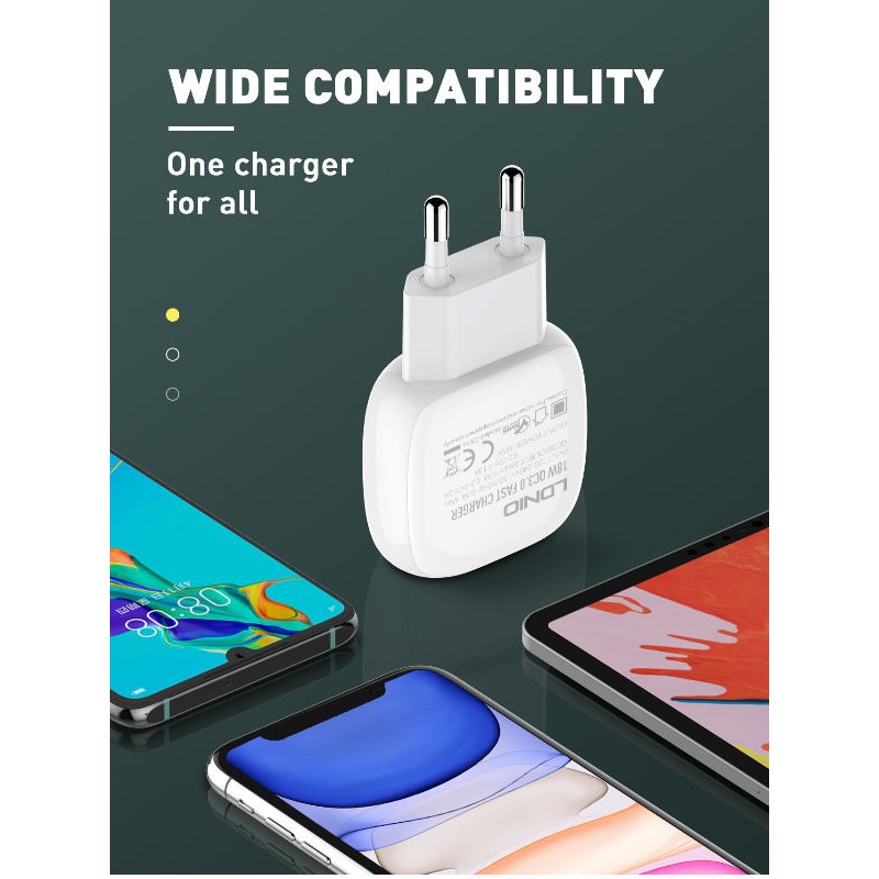 LDNIO A1306Q - Fast Wall Charger Single USB Port QC 3.0 (18W MAX) - Charger USB Quick Charging QC3.0