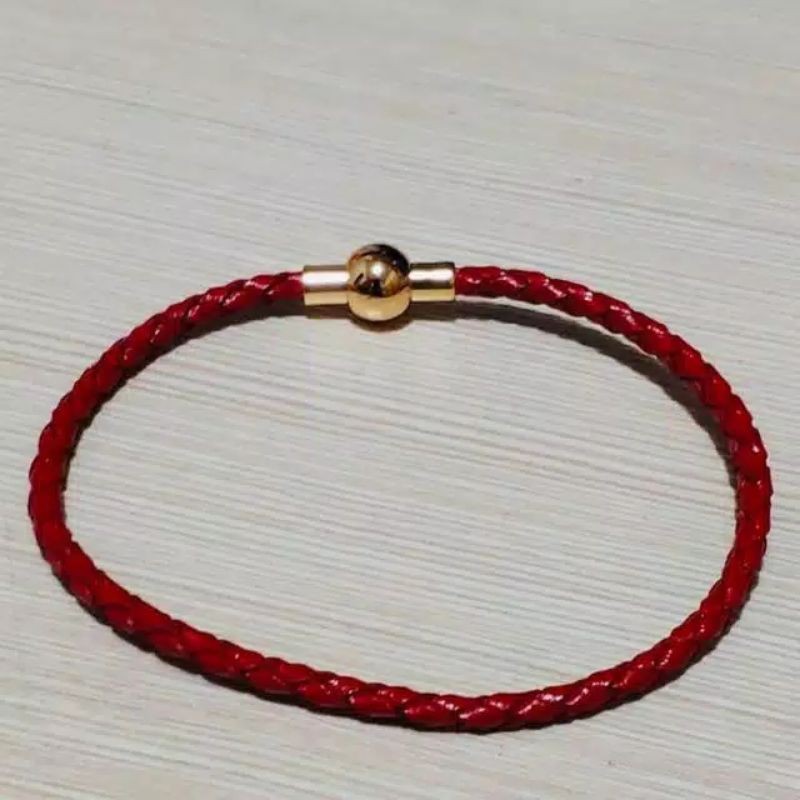 gelang tali kulit kuncian magnet