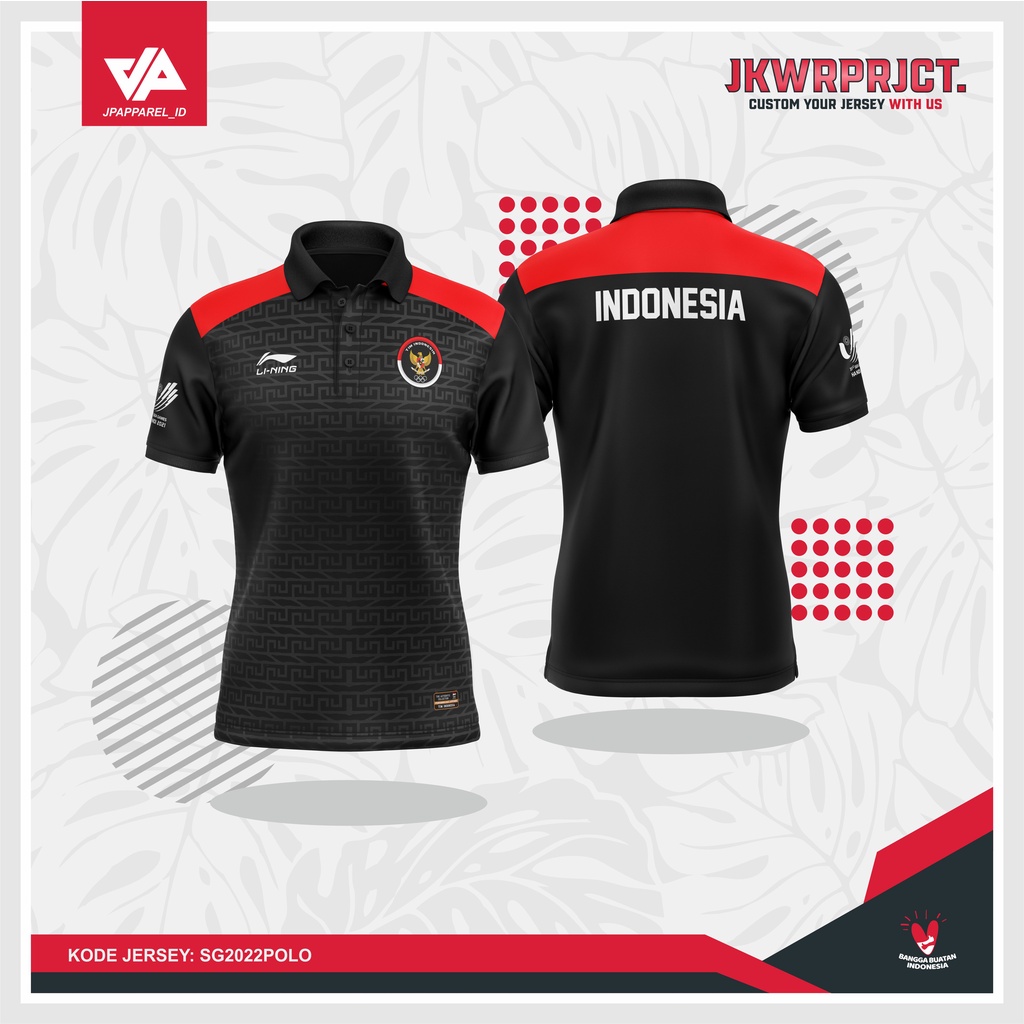 Jersey Polo Shirt Official Tim Indonesia Lining Sea Games 2022/2023 FullPrinting Free Custom