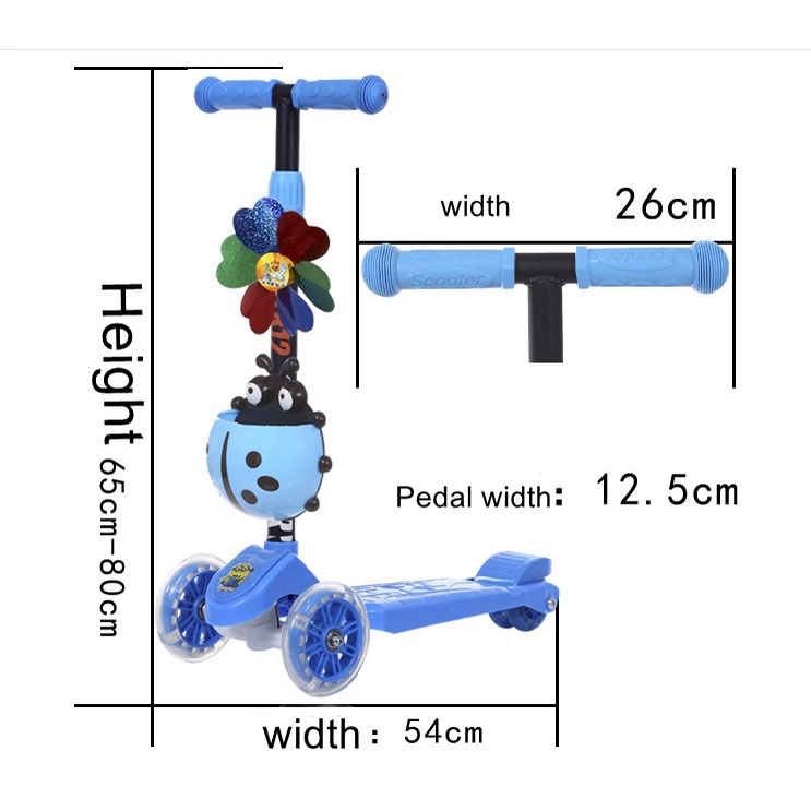 Mainan Scooter Anak Tiga Roda Mainan Otoped Kumbang Roda LED/Kids Balance Training Scooter