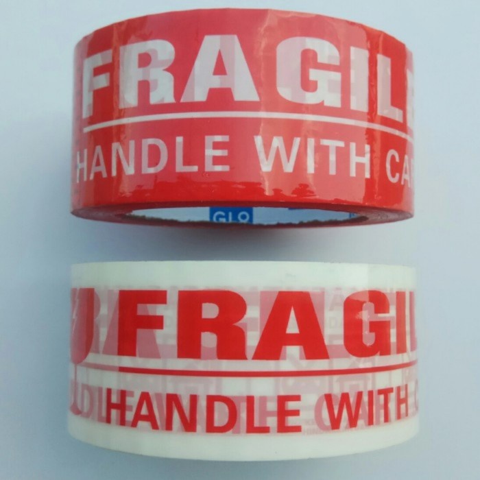 

Opp Tape Lakban Fragile GLO 48 mm x 100 M ( 100 yard ) Merah / Putih