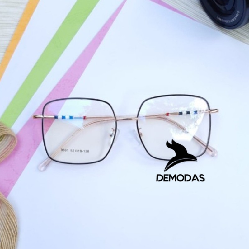 Demodas Kacamata Besar Lensa Photocromic Blueray Bluecromic AntiRadiasi Normal Minus Silinder 9691