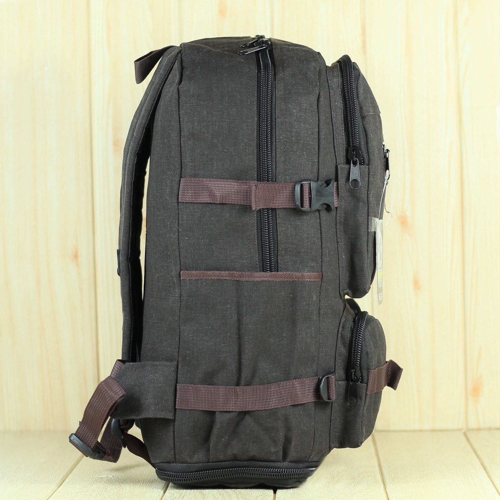 Tas Ransel Kanvas Distro Susun Rebound Coklat Tua Pria Wanita Original Murah Kerja Jumbo Simpel Backpack Kanvas Tas Ransel Punggung Pria Bahan Kanvas Besar Outdoor Gaul Terbaru Kuat Awet