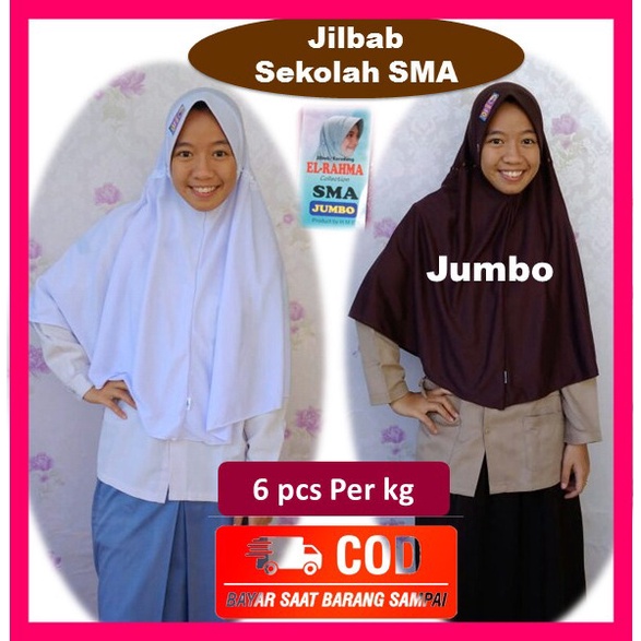 (SMA Size Jumbo) JILBAB INSTAN BERGO/ Jilbab Sekolah SMA / Jilbab Serut / Kerudung Serut / Khimar Se