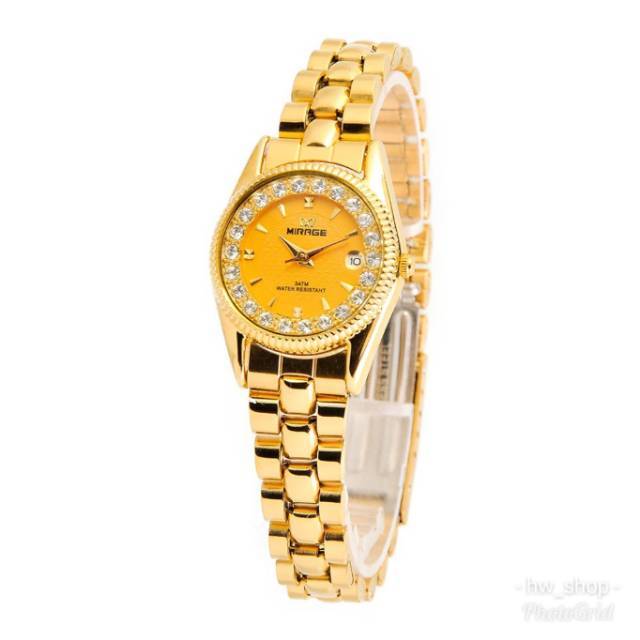Jam Tangan Wanita Mirage Permata Gold Original