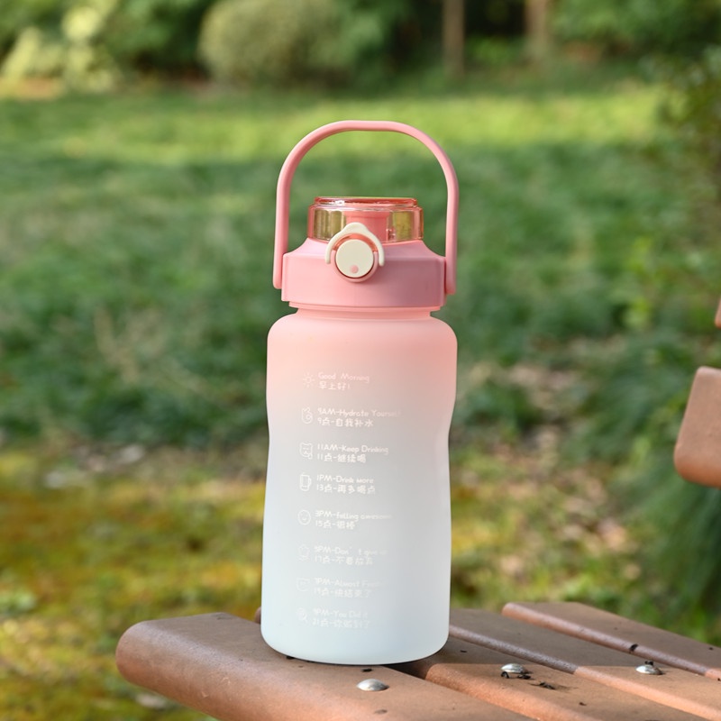 {Lav - Bo942} Botol Minum 1500 ML & 2000 ML / Botol Minum 1,5L & 2L + Stiker & Tali / Botol Minum Stiker Lucu & Unik-Doff Pink