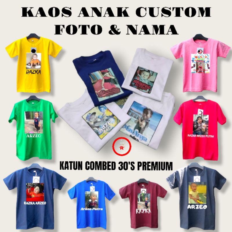 KAOS ANAK CUSTOM FOTO TAMBAH NAMA | Request foto dan nama