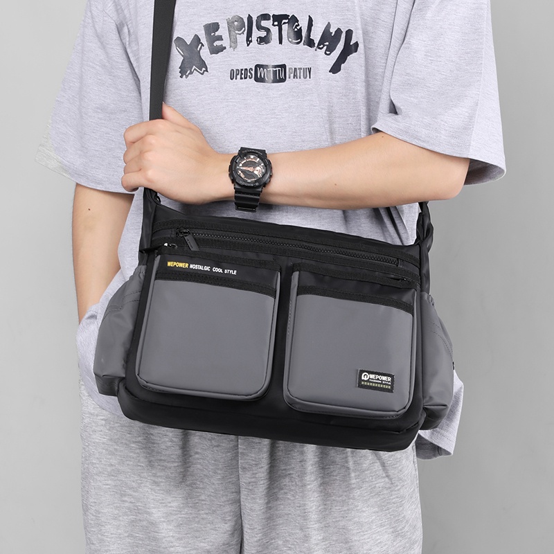 Tas Selempang Pria HAOSHUAI 5833 Sling Bag Pria Pria Anti Air Bahan Dolby Lotto Coated
