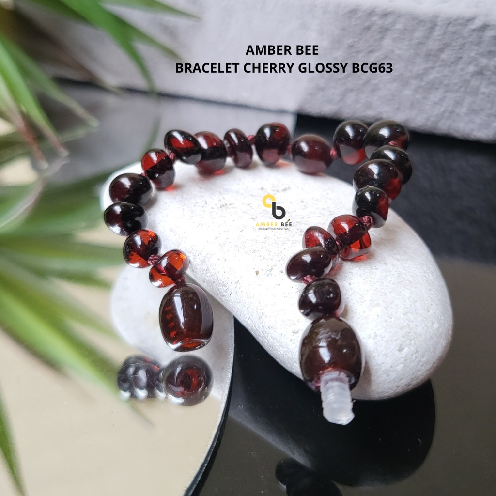 Gelang Amber Anak Premium Glossy Cherry by Amber Bee BGC63