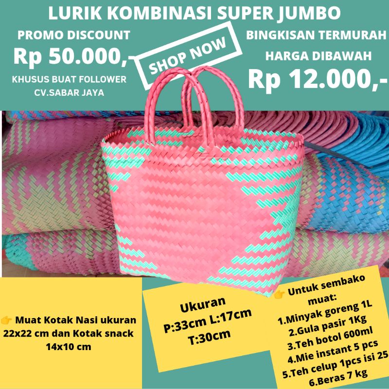 Tas Anyaman Plastik LURIK SUPER JUMBO untuk Belanja Pasar Berkat Souvenir Hampers Parcel Kotak Nasi Tas Anyaman Plastik LURIK SUPER JUMBO Tas Keranjang Plastik jinjing SUPER JUMBO Tas Anyaman Plastik LURIK SUPER JUMBO  untuk Belanja Pasar Berkat TAS ANYAM