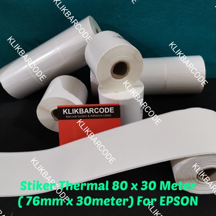 

STICKER THERMAL 80MM X 30 METER ( 76mm x 30 mtr ) u EPSON tm 81 82 83 - RESI