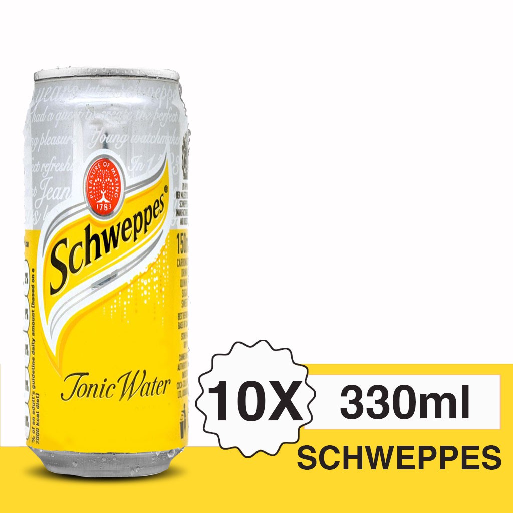 

SCHWEPPES TONIC WATER SLEEK CAN 330 ml ( 10 kaleng)