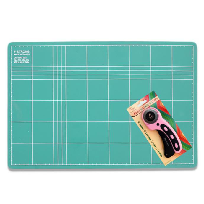 

✨BISA COD✨ Paket Hemat Cutting Mat A3 (2 sisi) + Rotary Cutter Freya + Refill