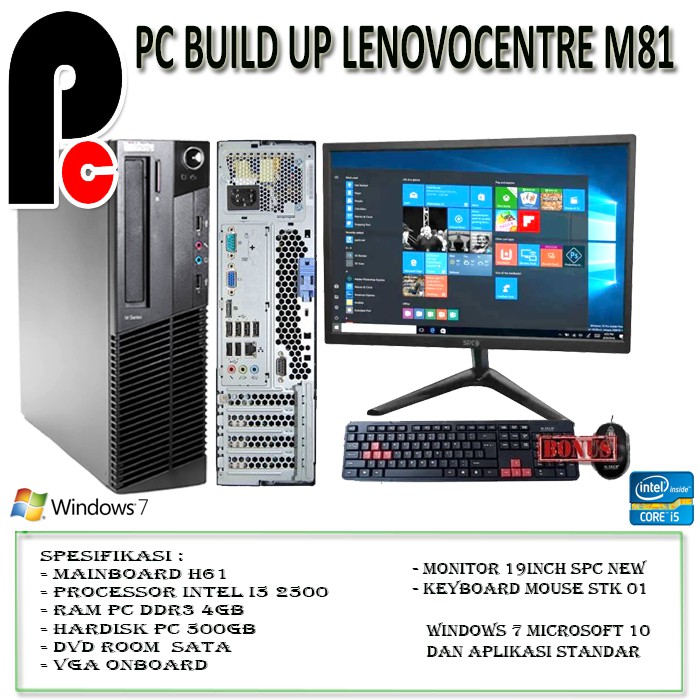 PC BUILT UP KOMPUTER LENOVO THINKCENTRE M81 CORE I5 plus MONITOR SPC