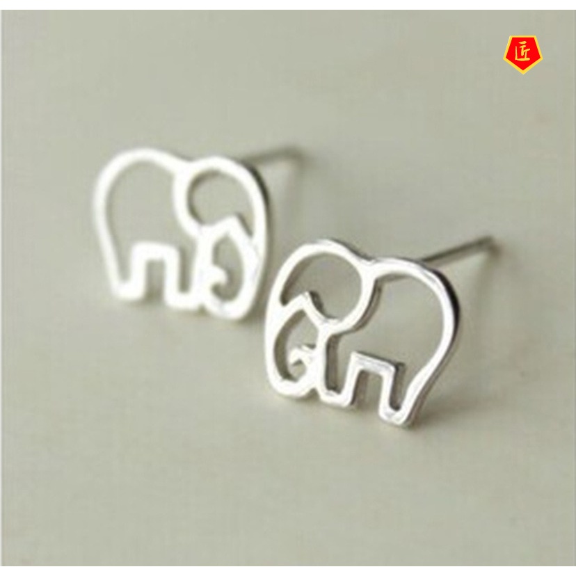 [Ready Stock]Creative Simple Silver Elephant Stud Earrings