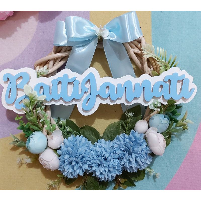 wreath flower shabby purple  / rotan lingkar /ranting rotan /rotan hias / hiasan pintu