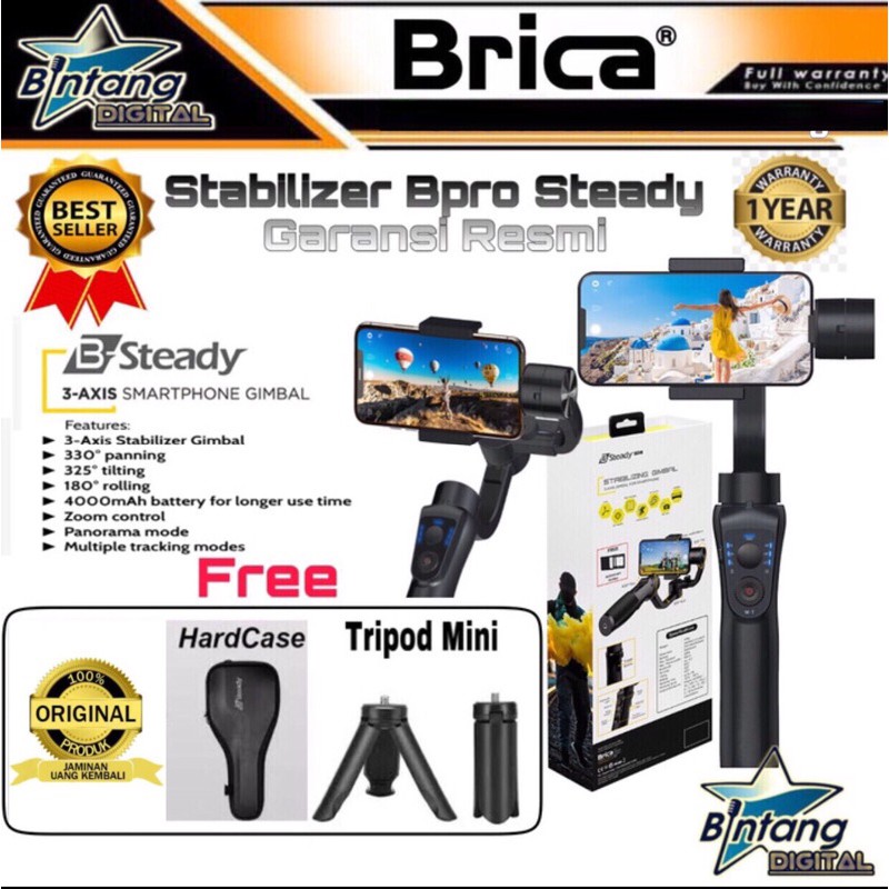 Bsteady Brica B-Steady Gimbal stabilizer HP Kamera action Cam-Gimbalmurah Brica B Steady Pro 2023 & 