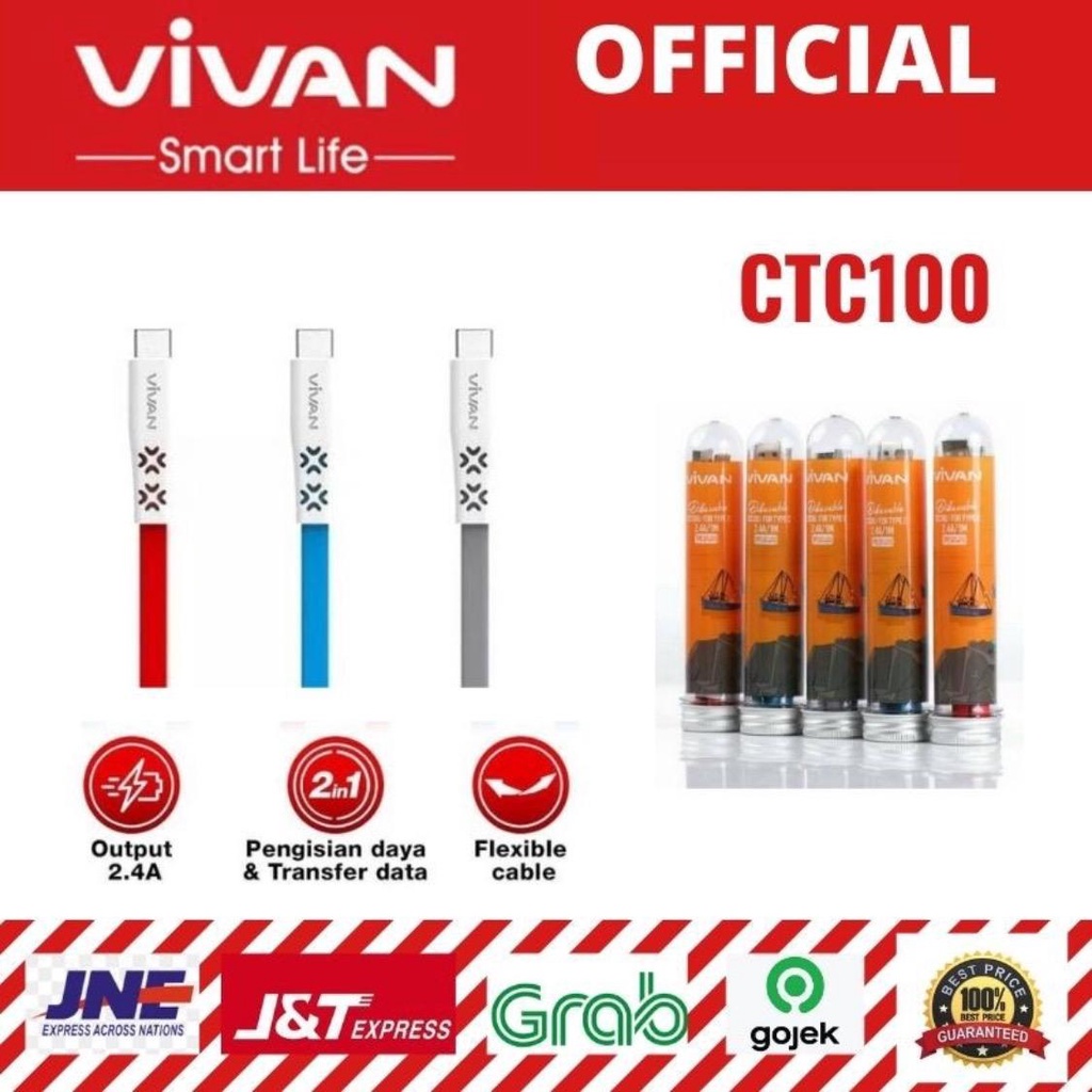 Vivan Kabel Data Vivan Type-C Tube CTC100