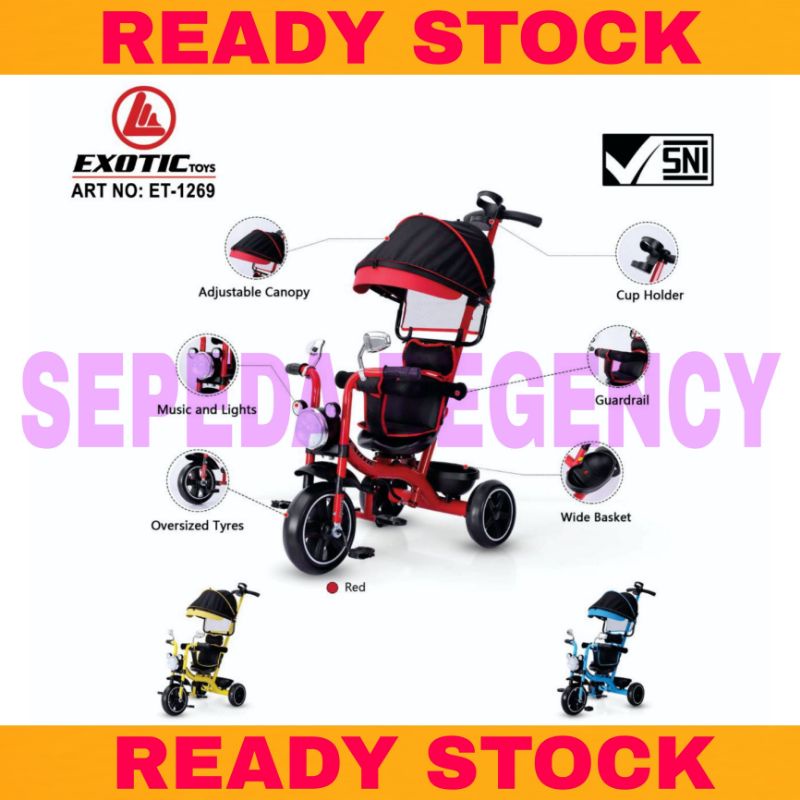 Sepeda Roda Tiga ET 1269 Tricycle Kanopi Musik Model Motoran