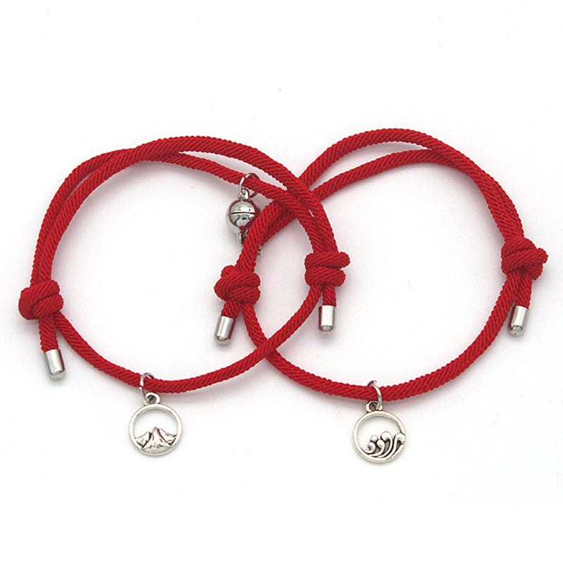 XiaoboACC 2Pcs / Set Gelang Tangan Pasangan / Pria / Wanita Desain Bulan / Matahari / Eternal / Hati