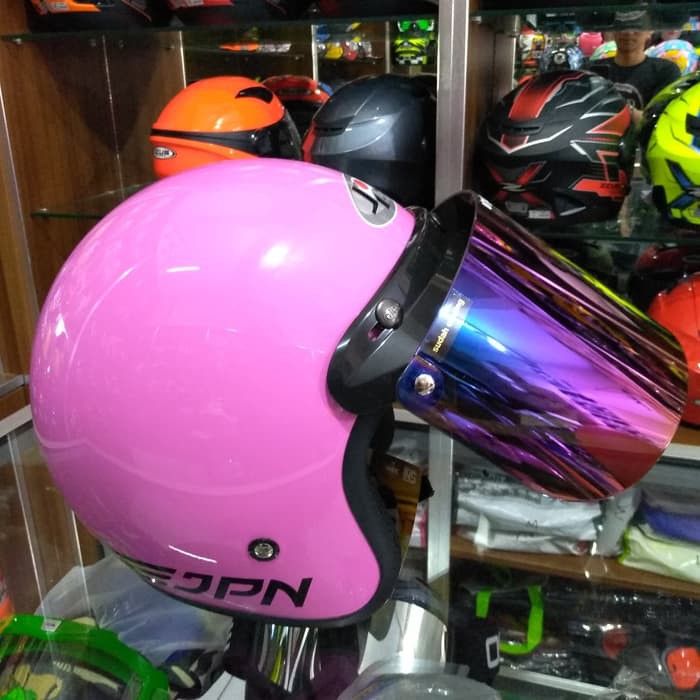 helm bogo JPN pink kaca datar