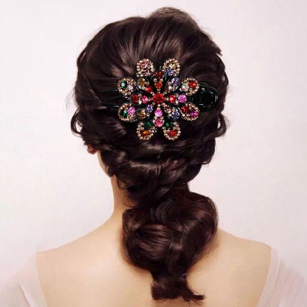 NEEDWAY Klip Rambut Bunga Gadis Manis Ibu Hair Claw Antik Hiasan Kepala U-Shape Hairstyle Tools Gaya Korea Jepit Rambut