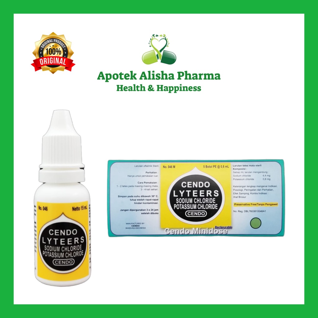 CENDO LYTEERS EYE DROPS 15ML / CENDO LYTEERS MINIDOSE 0,5ML - Cendo Lyteers Tetes Mata / Cendo Lyteers / Cendo Liter / Pelembab Mata / Pelumas / Penyejuk Mata Kering / Lensa Kontak / Kontak Lensa / Kelebihan Lendir Pada Mata