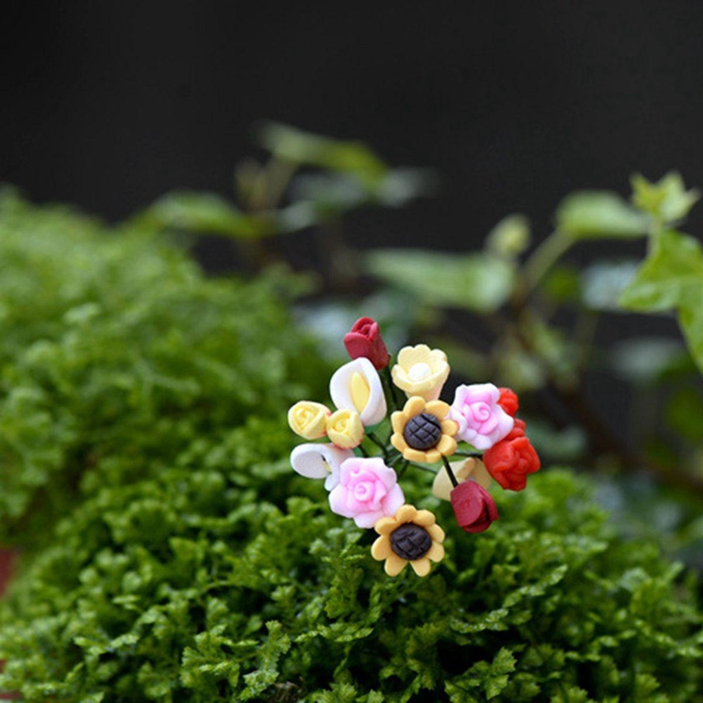 [Elegan] Bunga Buatan Lucu Rumah Boneka Lanskap Mikro DIY Resin Untuk Lumut Sukulen Tanaman Miniatur