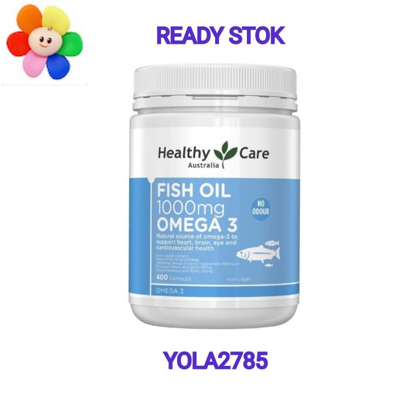Healthy Care Fish Oil 1000mg Omega 3 Fish Oil 400 Capsules