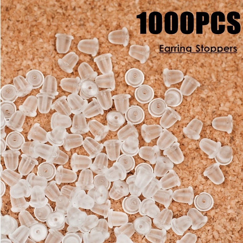 1000Pcs 4MM  Silicone Rubber Earring Clasp / Transparent Earrings Back Stopper For Stud Earrings DIY Jewelry