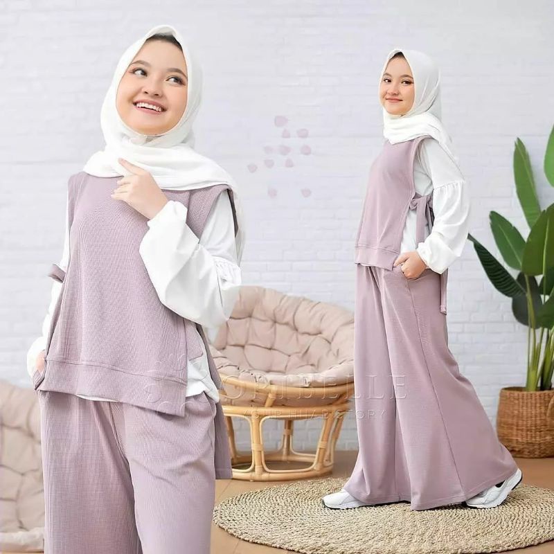 Setelan Anak Perempuan Usia 10 11 12 13 14 Tahun Sherina Set 3In1 Matt Crinkle Airflow One Set Remaj