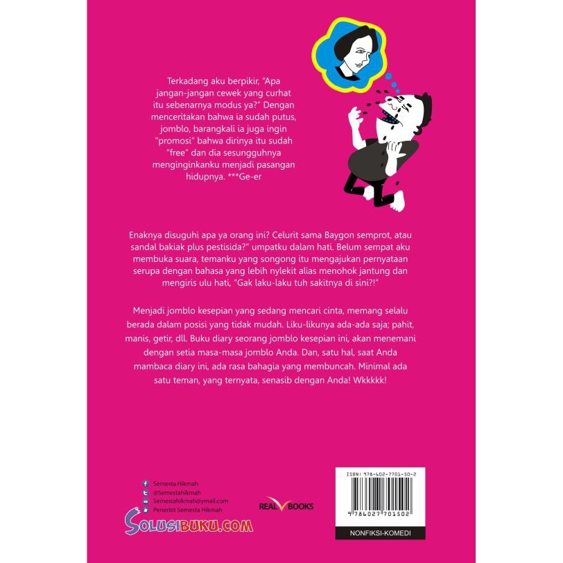 Buku Remaja Jomblo Kesepian; Diary Paling Konyol Jomblo Mencari Cinta - Buku Curcol Buku Inspirasi-1