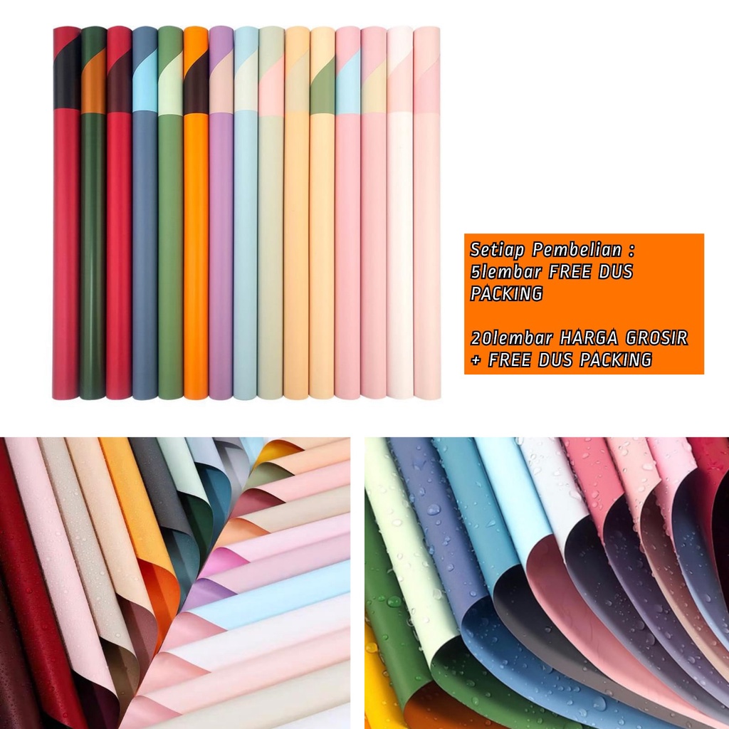 

IJU104 5Lembar-Kertas Bunga Buket Dua Warna Bi Color/Kertas Buket Bunga Florist Cellophane
