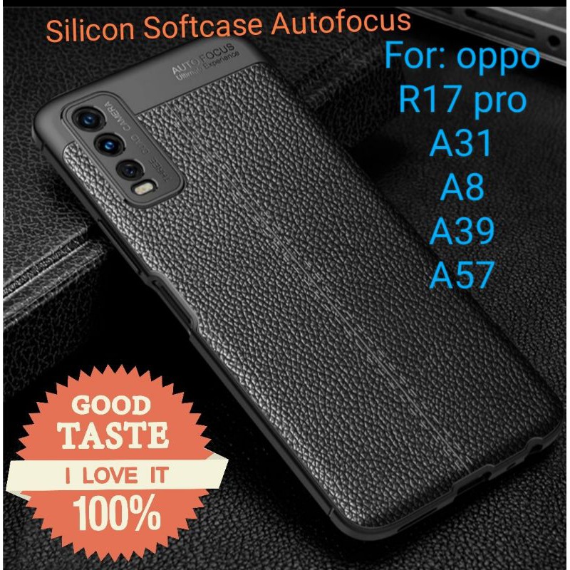 oppo r17pro a31 a8 a39 a57 Silicon Autofocus Leather Softcase Casing Cover TPU Kulit jeruk jelly