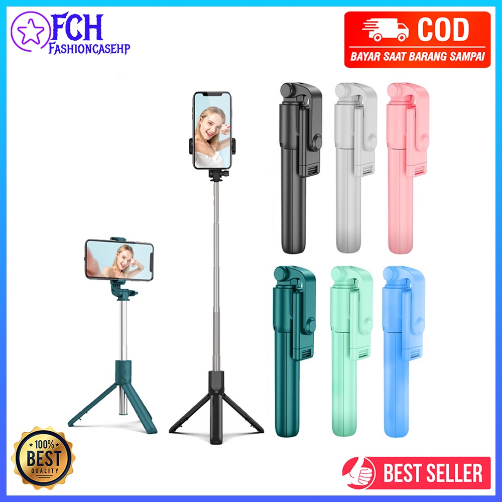 tongsis R1 3in1 remote selfie stick tripod 360° tongsis tripod tomsis bluetooth tripod macaroon