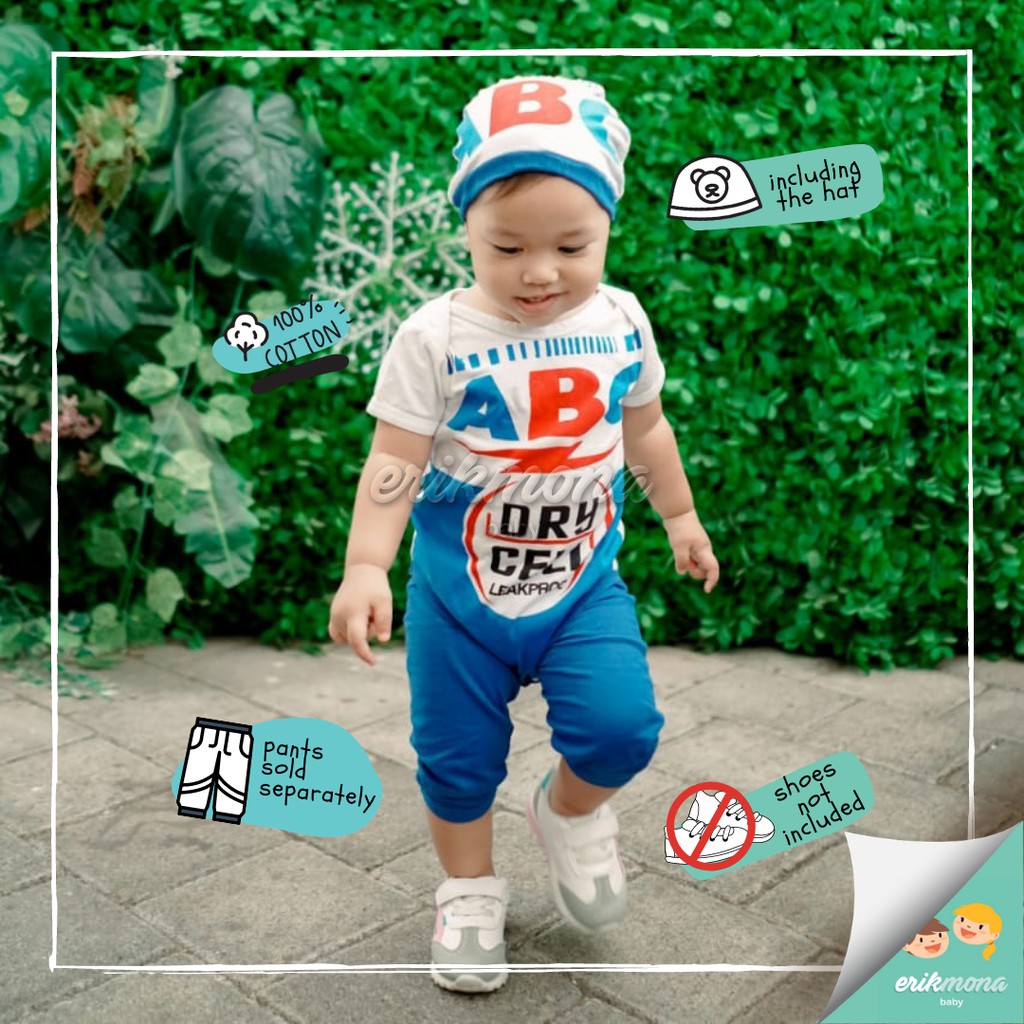 ✔️baju bayi jumper bayi ✔️karakter baterai ABC murah lucu✔️