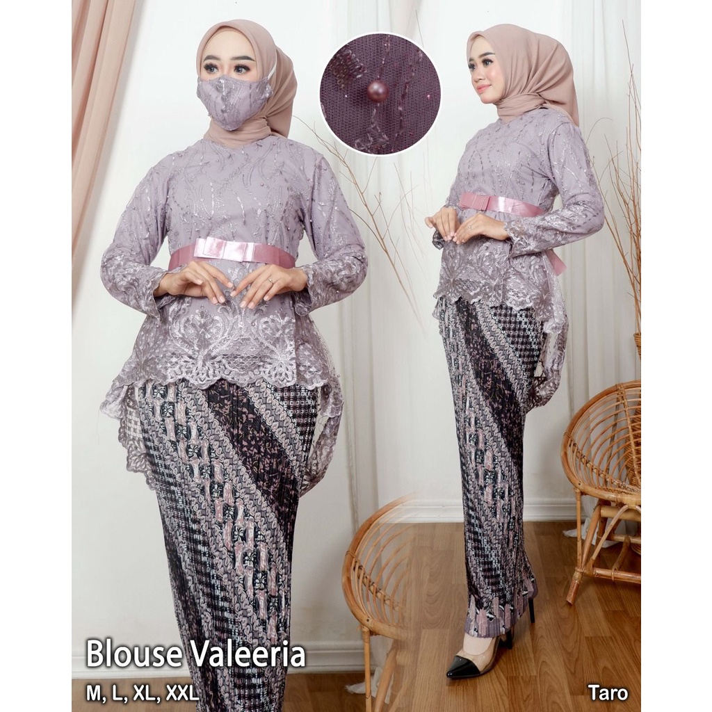 Setelan Kebaya Blouse Valeria / Kebaya Modern Wisuda / Set Baju Brukat Pesta / Bridesmaid / Kebaya Remaja Kekinian