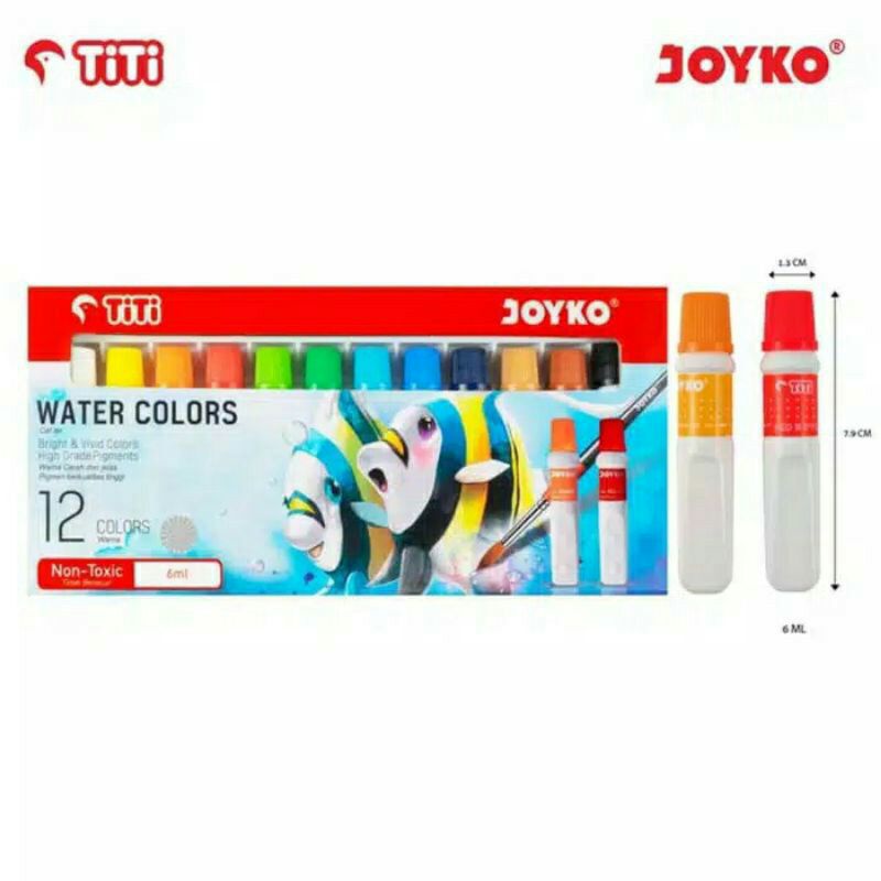 

Cat Air Titi Joyko WAC-6ML-12 Water Colour 12 Warna