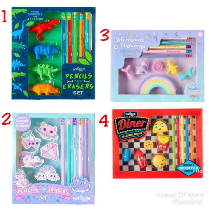

Smiggle Pencil And Eraser Set Gift Box - Pensil Dan Penghapus Smiggle