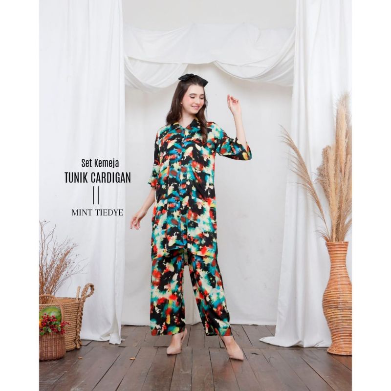 Set Tunik Cardigan Motif TIEDYE