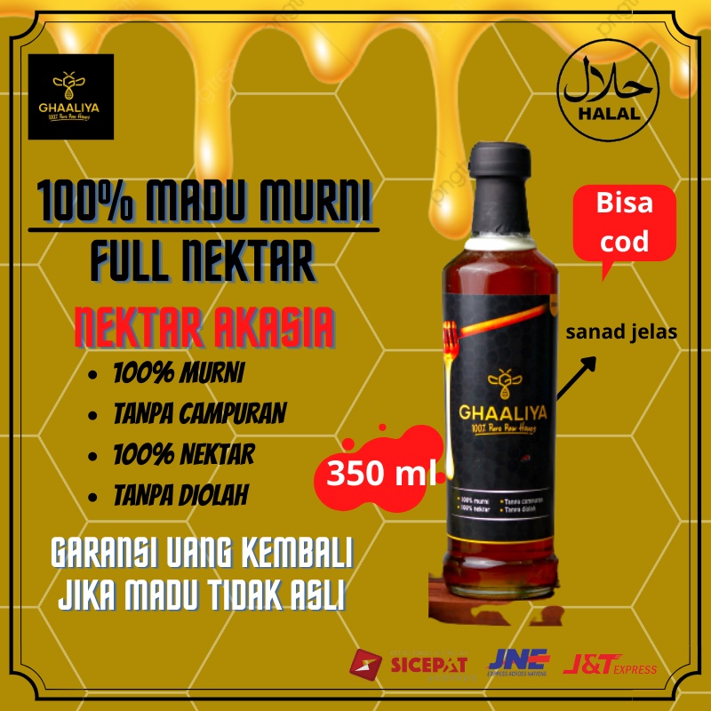 

Madu Murni Asli 350ml/465gr Ghaaliya Nektar Bunga Akasia 100% Alami pure natural Raw