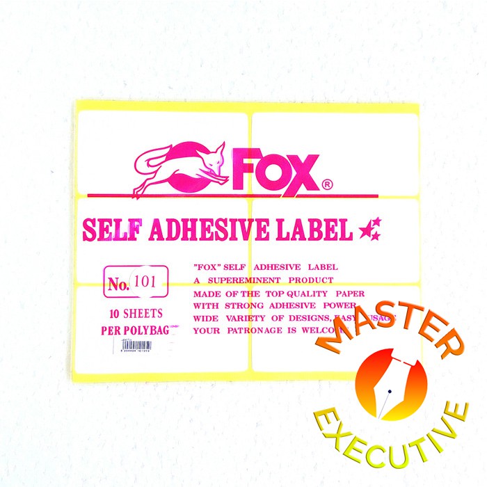 [Pak - 10 lembar] Fox Label Stiker 101 / Undangan / Nama / Self Adhesive Sticker