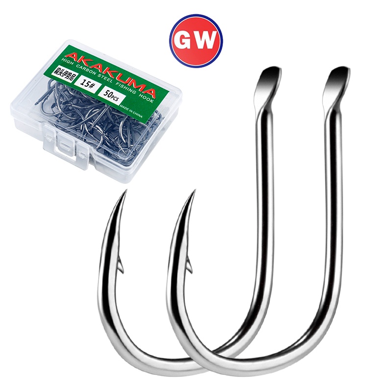 100pcs / Kotak Kail Pancing Bahan Carbon Stainless Steel Tahan Lama