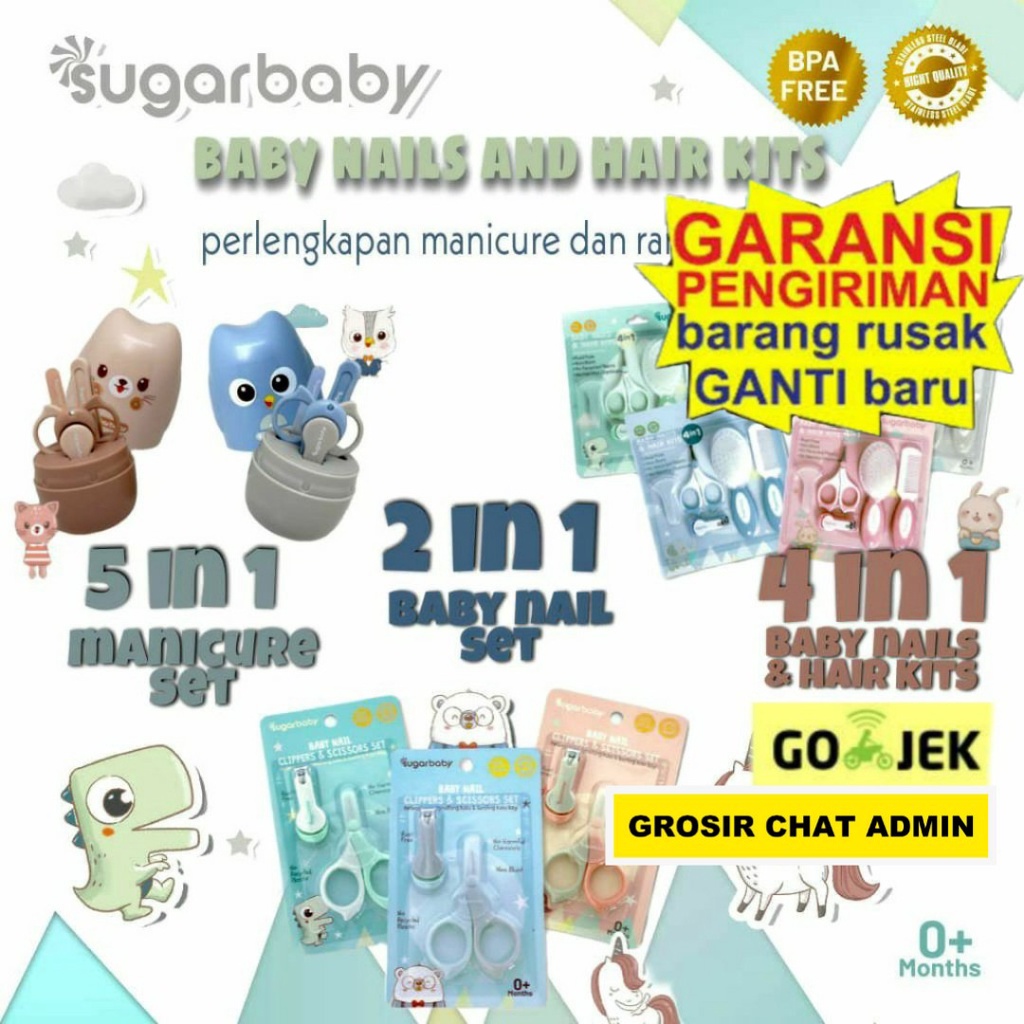 Sugar baby Manicre Set 4in1 5in1 2in1 Baby Nail &amp; Hair Kits Perlengkapan Perawatan Kuku dan Rambut Bayi  Babycare set Gunting kuku bayi Nail clippers baby Set Manicure Set Bayi Kualitas SUGARBABY GUNTING KUKU BAYI SISIR BAYI SISIR GUNTING BAYI