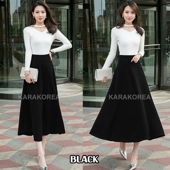 MOLLY MAXI FLARE SKIRT(#830)/ROK PANJANG/ROK WANITA/ROK NGEMBANG - NAVY HOT DEAL