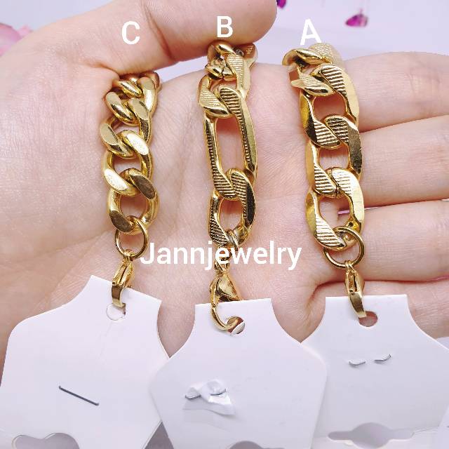 Gelang pria titanium model rantai lebar anti karat GP-1