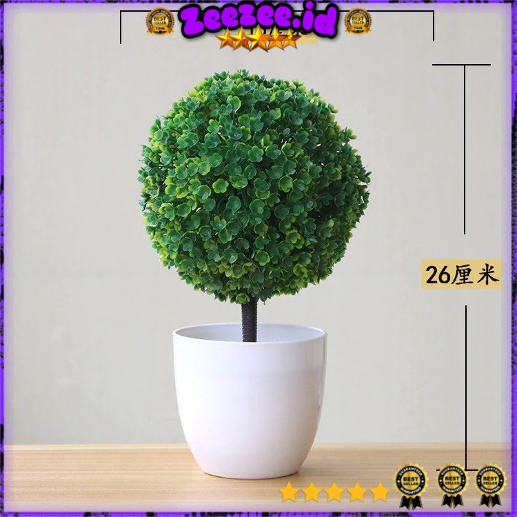 Tanaman hias Artificial Plants Decoration Bonsai Model Snowball - JM10 - Green 7RTH8JGR