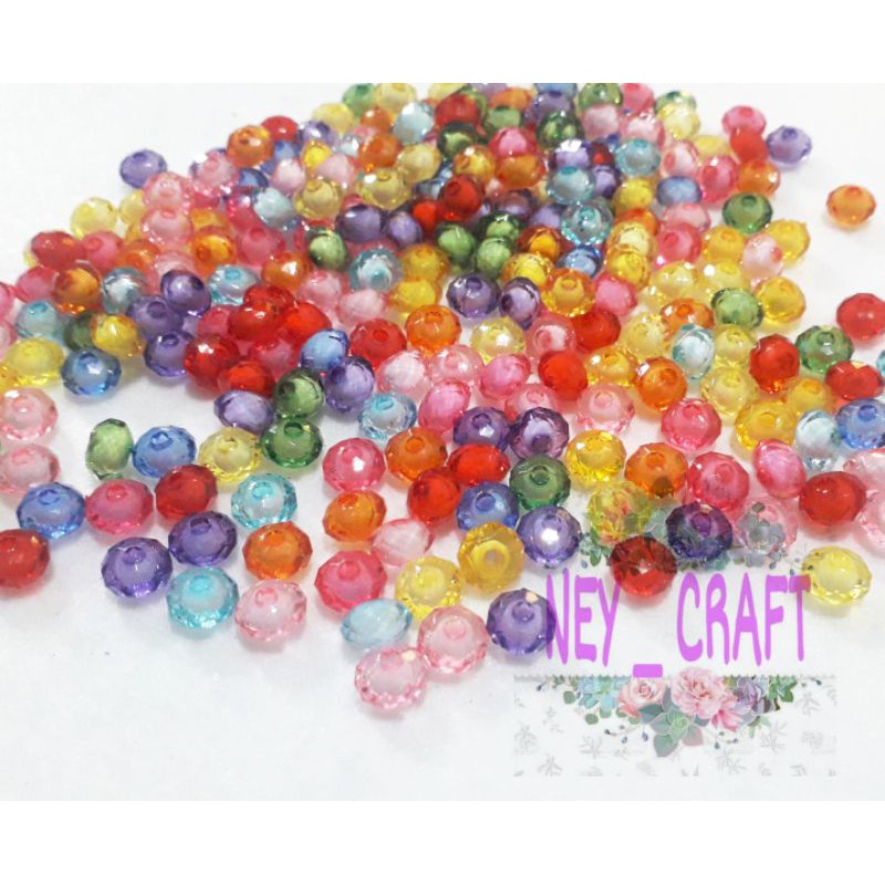 (25 pcs )manik donat kaca 10mm /manik mote manohara 10mm / mote akrilik 10mm bulat