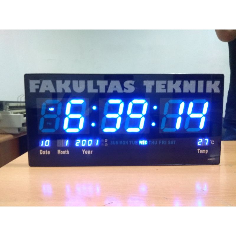 Jam Dinding Digital Sonifer 46 x 22 cm LED Biru / Hijau FREE CUSTOM NAMA